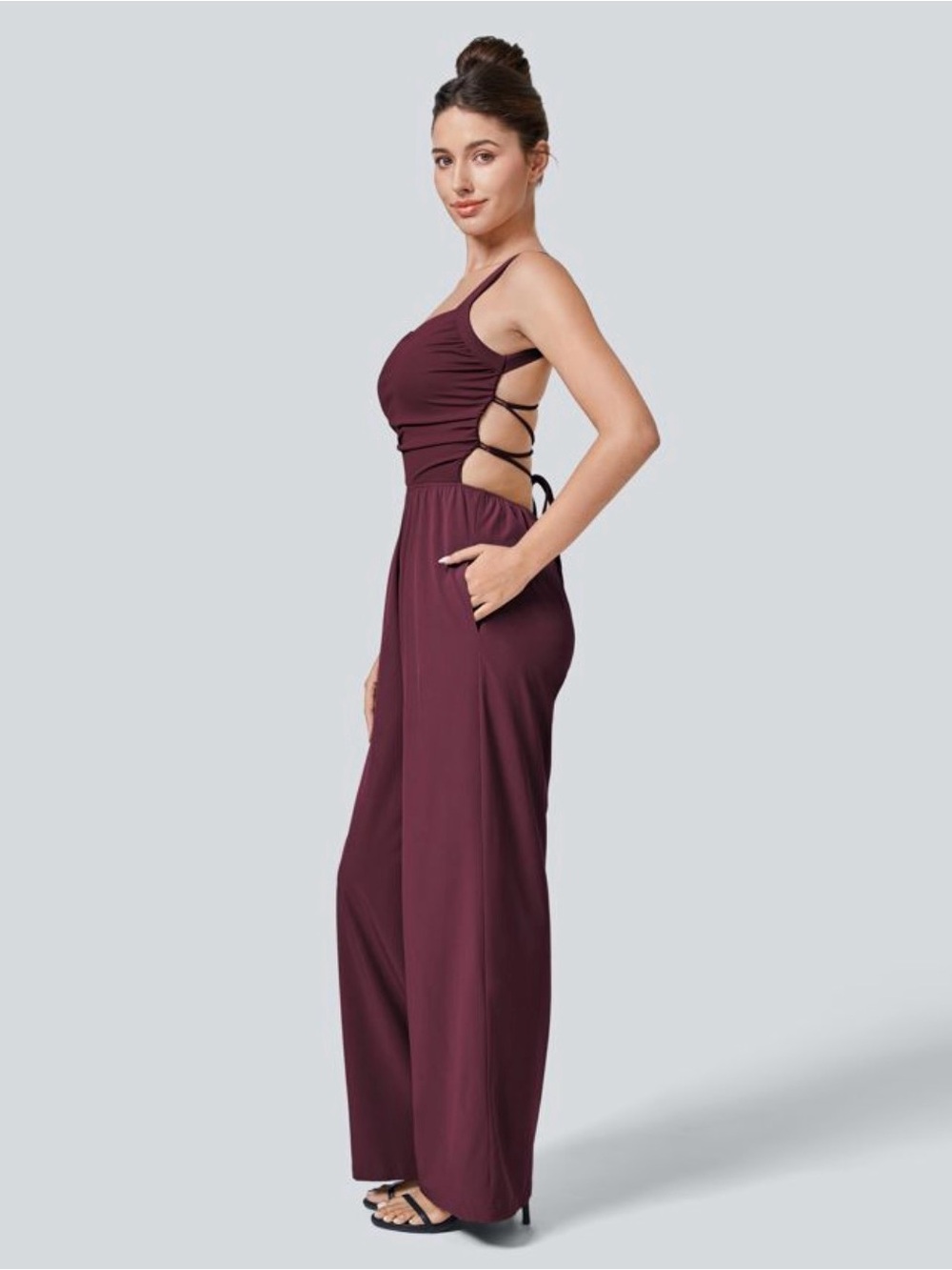 HALARA Strapless Burgundy Jumpsuit - Picture 6 of 6